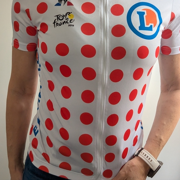 Le Coq Sportif White and Men's Medium Polka Dot Jersey Tour de France - Picture 5 of 9